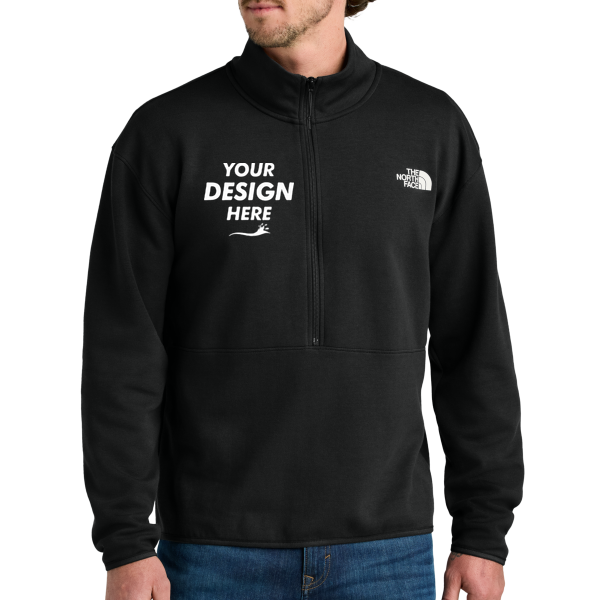 The North Face Double Knit 1/2 Zip Fleece, Tnf Black, Front view, Mockup