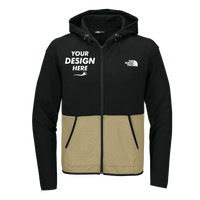 The North Face Double Knit Full Zip Hoodie, Khaki Stone / Tnf Black, Front view, Mockup