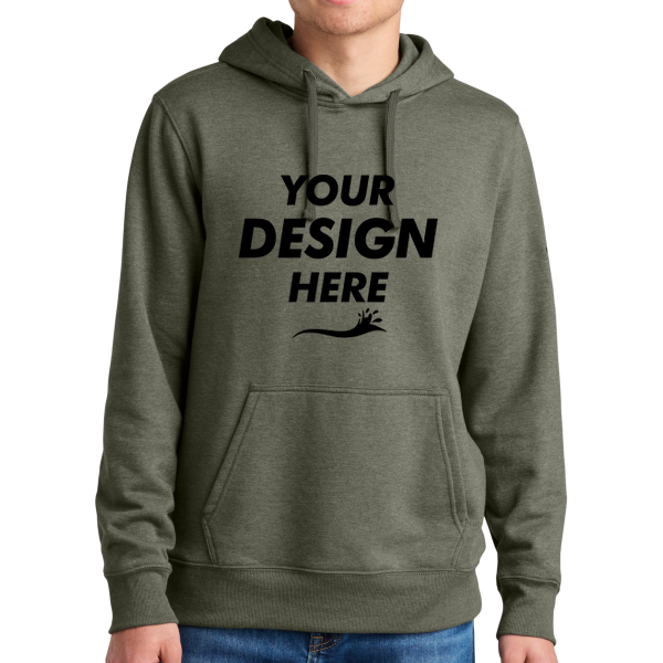 The North Face Sleeve Logo Pullover Hoodie, New Taupe Green Heather, Front view, Mockup