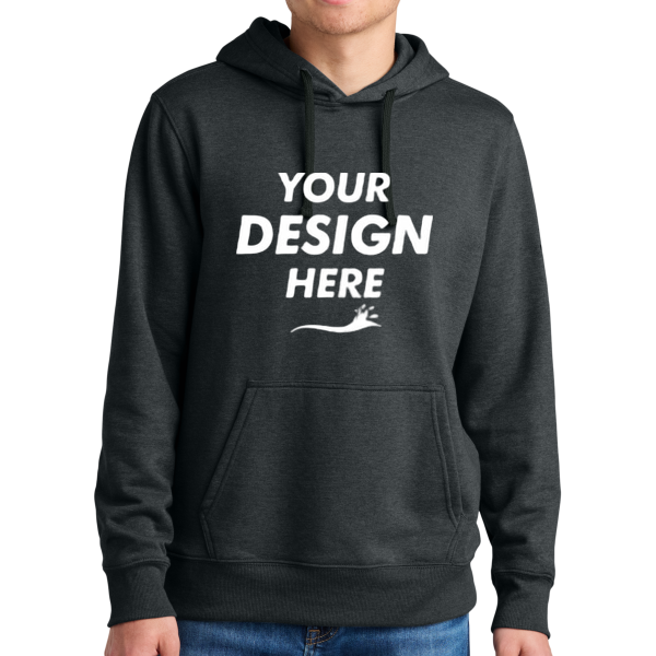 The North Face Sleeve Logo Pullover Hoodie, Tnf Black Heather, Front view, Mockup