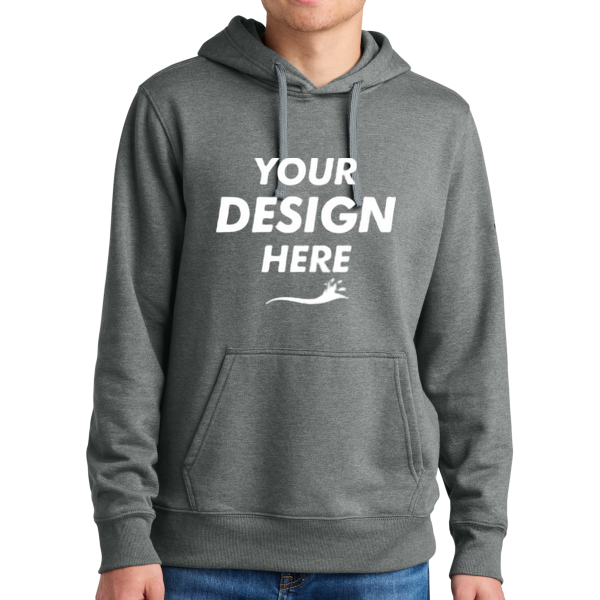 The North Face Sleeve Logo Pullover Hoodie, Tnf Medium Grey Heather, Front view, Mockup