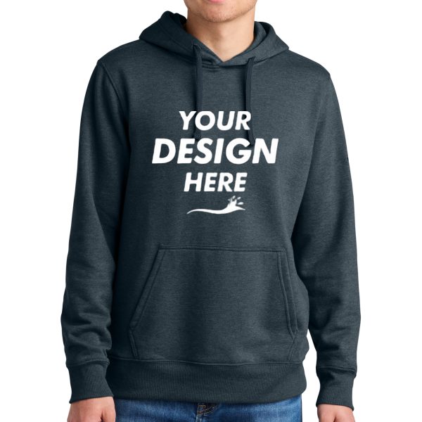 The North Face Sleeve Logo Pullover Hoodie, Urban Navy Heather, Front view, Mockup