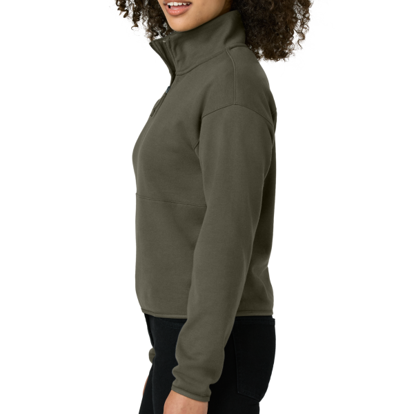 The North Face Women's Double Knit 1/2 Zip Fleece, New Taupe Green, Left Sleeve view