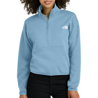 The North Face Women's Double Knit 1/2 Zip Fleece, Steel Blue, Front view