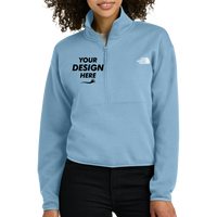 The North Face Women's Double Knit 1/2 Zip Fleece, Steel Blue, Front view, Mockup