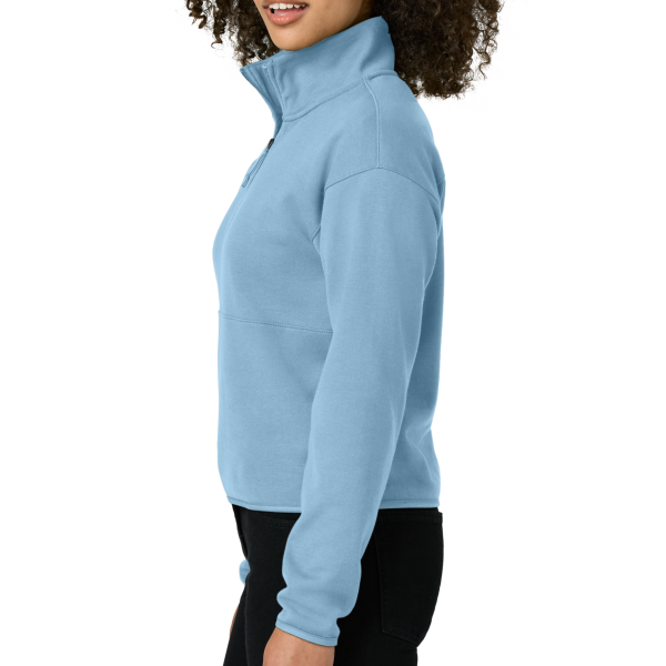 The North Face Women's Double Knit 1/2 Zip Fleece, Steel Blue, Left Sleeve view