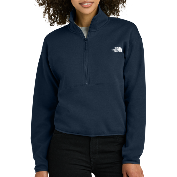 The North Face Women's Double Knit 1/2 Zip Fleece, Summit Navy, Front view