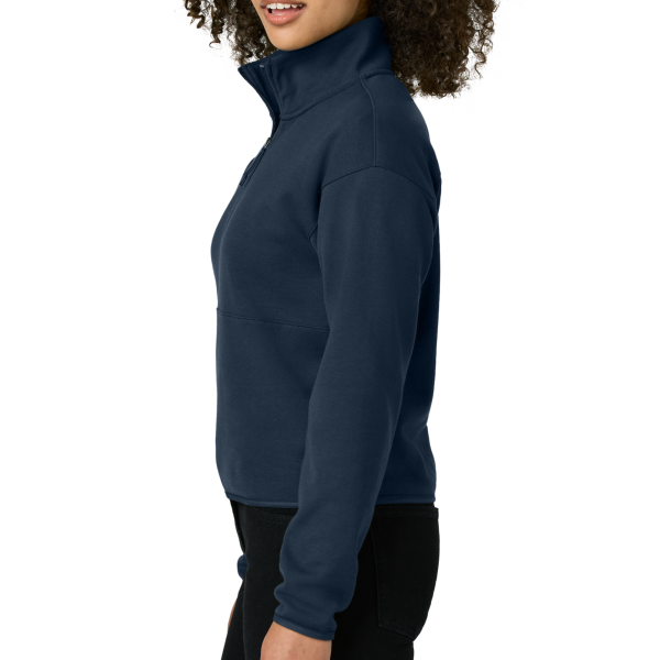 The North Face Women's Double Knit 1/2 Zip Fleece, Summit Navy, Left Sleeve view