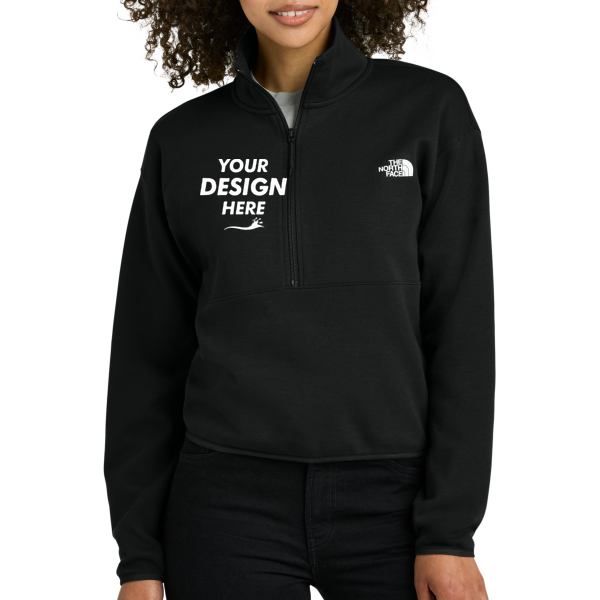 The North Face Women's Double Knit 1/2 Zip Fleece, Tnf Black, Front view, Mockup