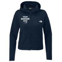 The North Face Women's Double Knit Full Zip Hoodie, Summit Navy / Summit Navy, Front view, Mockup