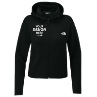 The North Face Women's Double Knit Full Zip Hoodie, Tnf Black / Tnf Black, Front view, Mockup