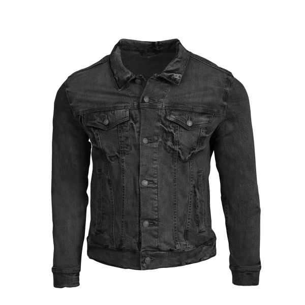 Threadfast Apparel Unisex Denim Jacket, Black Denim, Front view