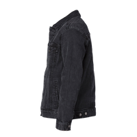 Threadfast Apparel Unisex Denim Jacket, Black Denim, Left Sleeve view