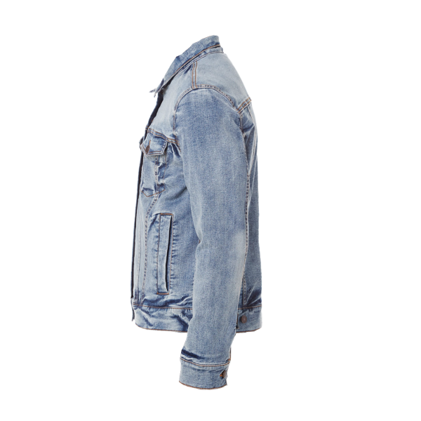 Threadfast Apparel Unisex Denim Jacket, Light Denim, Left Sleeve view