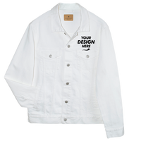Threadfast Apparel Unisex Denim Jacket, Off White Denim, Front view, Mockup