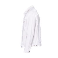 Threadfast Apparel Unisex Denim Jacket, Off White Denim, Left Sleeve view