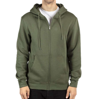 Threadfast Apparel Unisex Fleece Full-Zip Hooded Sweatshirt, Army, Front view