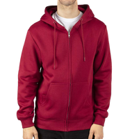 Threadfast Apparel Unisex Fleece Full-Zip Hooded Sweatshirt, Burgundy, Front view
