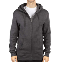 Threadfast Apparel Unisex Fleece Full-Zip Hooded Sweatshirt, Charcoal Heather, Front view