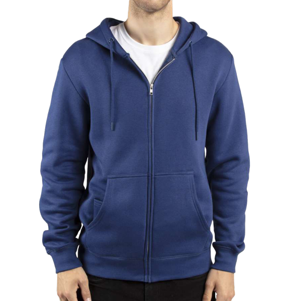Threadfast Apparel Unisex Fleece Full-Zip Hooded Sweatshirt, Navy, Front view