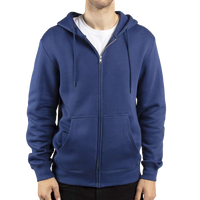 Threadfast Apparel Unisex Fleece Full-Zip Hooded Sweatshirt, Navy, Front view