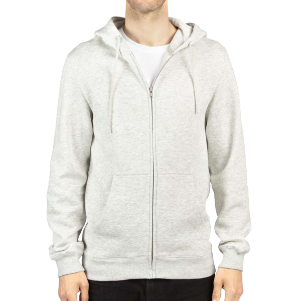 Threadfast Apparel Unisex Fleece Full-Zip Hooded Sweatshirt, Oatmeal Heather, Front view