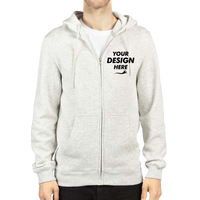 Threadfast Apparel Unisex Fleece Full-Zip Hooded Sweatshirt, Oatmeal Heather, Front view, Mockup