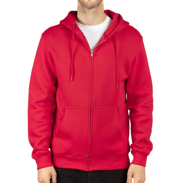 Threadfast Apparel Unisex Fleece Full-Zip Hooded Sweatshirt, Red, Front view