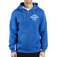 Threadfast Apparel Unisex Fleece Full-Zip Hooded Sweatshirt, Royal, Front view, Mockup