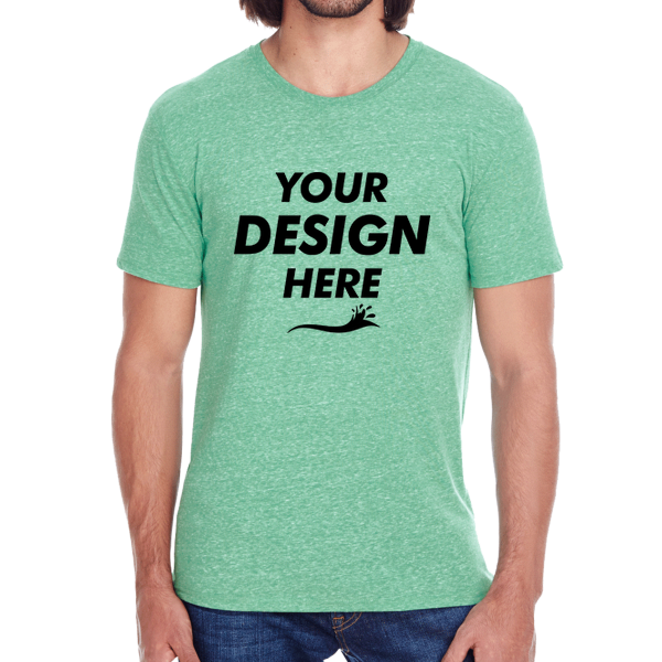 Threadfast Apparel Unisex Triblend T-Shirt, Green Triblend, Front view, Mockup
