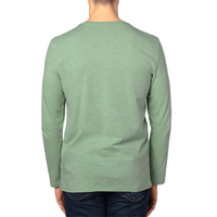 Threadfast Apparel Unisex Ultimate CVC Long Sleeve T-Shirt, Army Heather, Back view
