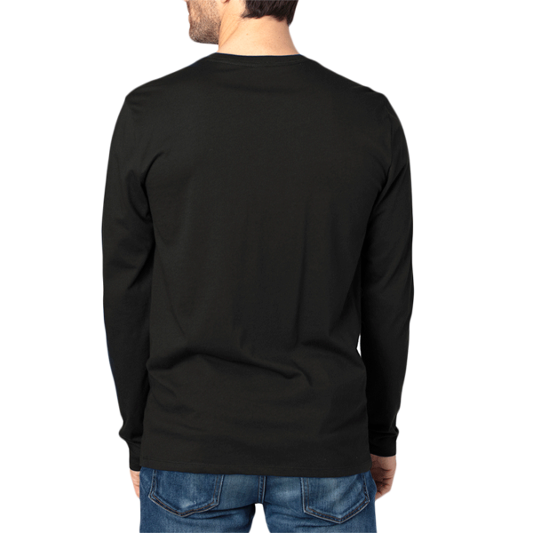 Threadfast Apparel Unisex Ultimate CVC Long Sleeve T-Shirt, Black, Back view