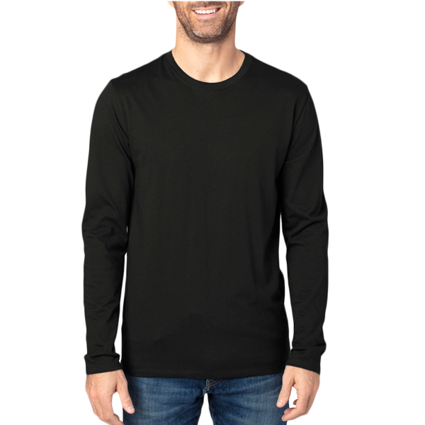 Threadfast Apparel Unisex Ultimate CVC Long Sleeve T-Shirt, Black, Front view