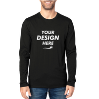 Threadfast Apparel Unisex Ultimate CVC Long Sleeve T-Shirt, Black, Front view, Mockup