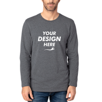 Threadfast Apparel Unisex Ultimate CVC Long Sleeve T-Shirt, Charcoal Heather, Front view, Mockup