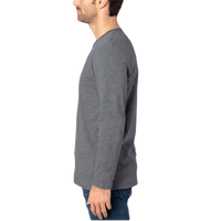 Threadfast Apparel Unisex Ultimate CVC Long Sleeve T-Shirt, Charcoal Heather, Left Sleeve view