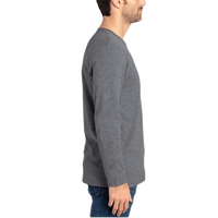 Threadfast Apparel Unisex Ultimate CVC Long Sleeve T-Shirt, Charcoal Heather, Right Sleeve view