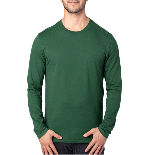 Threadfast Apparel Unisex Ultimate CVC Long Sleeve T-Shirt, Forest Green, Front view