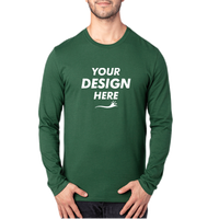 Threadfast Apparel Unisex Ultimate CVC Long Sleeve T-Shirt, Forest Green, Front view, Mockup