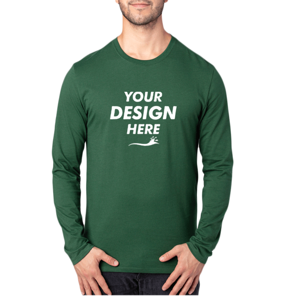 Threadfast Apparel Unisex Ultimate CVC Long Sleeve T-Shirt, Forest Green, Front view, Mockup