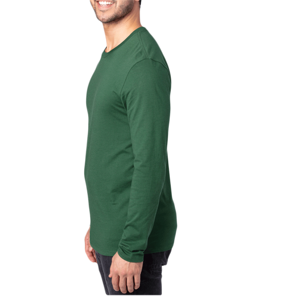 Threadfast Apparel Unisex Ultimate CVC Long Sleeve T-Shirt, Forest Green, Left Sleeve view