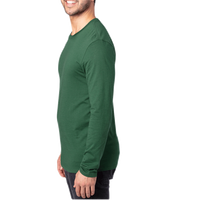 Threadfast Apparel Unisex Ultimate CVC Long Sleeve T-Shirt, Forest Green, Left Sleeve view