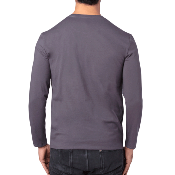 Threadfast Apparel Unisex Ultimate CVC Long Sleeve T-Shirt, Graphite, Back view