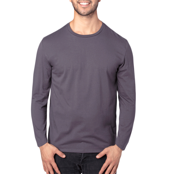 Threadfast Apparel Unisex Ultimate CVC Long Sleeve T-Shirt, Graphite, Front view