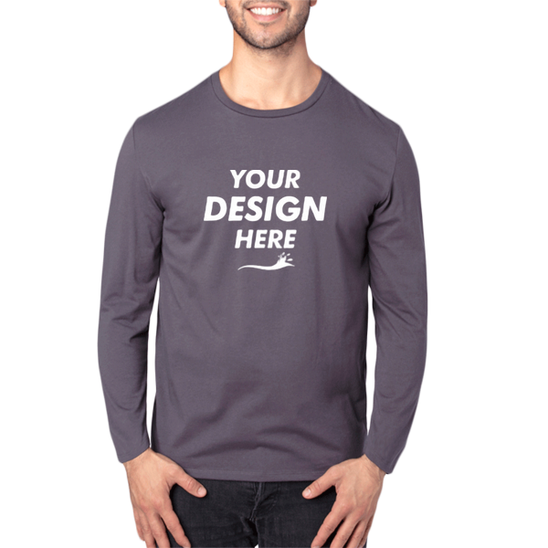 Threadfast Apparel Unisex Ultimate CVC Long Sleeve T-Shirt, Graphite, Front view, Mockup