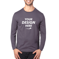 Threadfast Apparel Unisex Ultimate CVC Long Sleeve T-Shirt, Graphite, Front view, Mockup