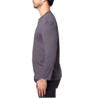 Threadfast Apparel Unisex Ultimate CVC Long Sleeve T-Shirt, Graphite, Left Sleeve view