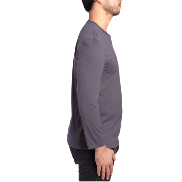 Threadfast Apparel Unisex Ultimate CVC Long Sleeve T-Shirt, Graphite, Right Sleeve view