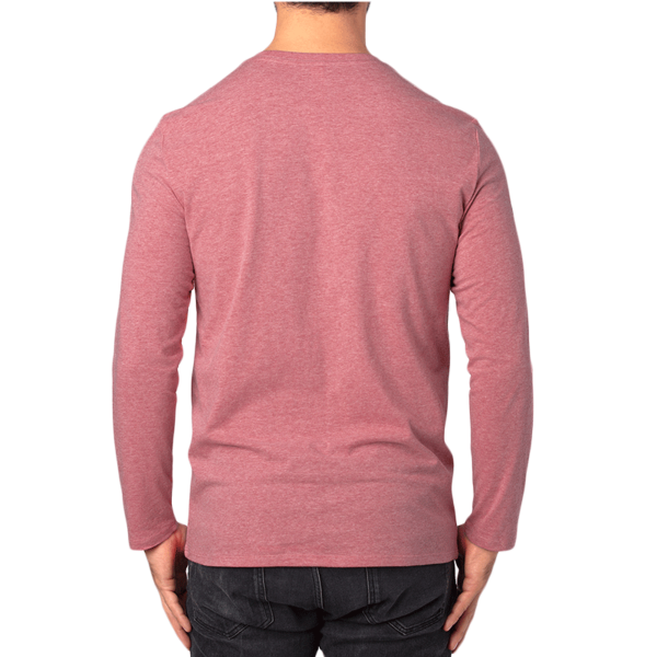 Threadfast Apparel Unisex Ultimate CVC Long Sleeve T-Shirt, Maroon Heather, Back view