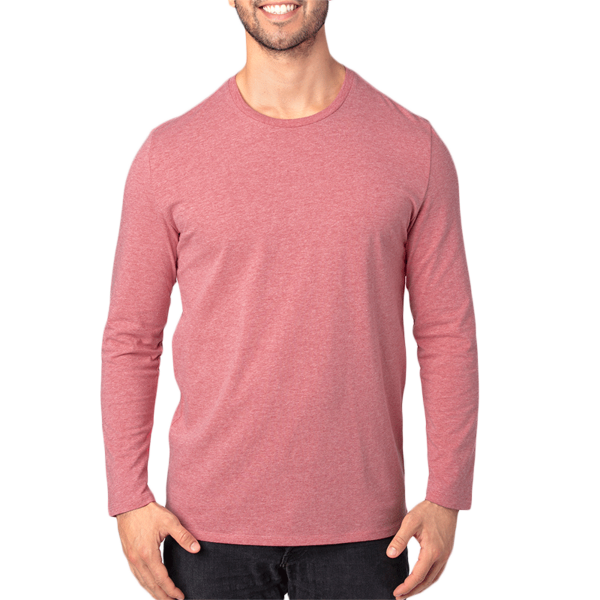 Threadfast Apparel Unisex Ultimate CVC Long Sleeve T-Shirt, Maroon Heather, Front view
